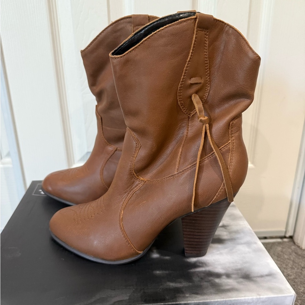 Cowgirl Boots Brown Leather Ankle Boots